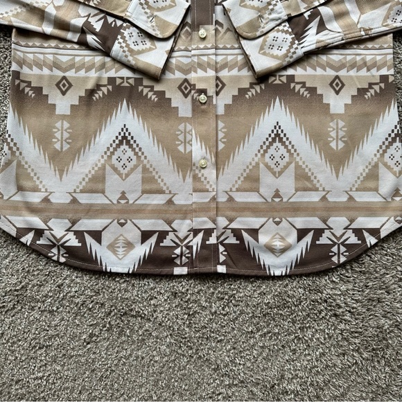 KNIT OXFORD TAUPE WOMENS SIZE XL WESTERN TRIBAL BUTTON UP DOWN LONG SLEEVE BROWN - Picture 6 of 6